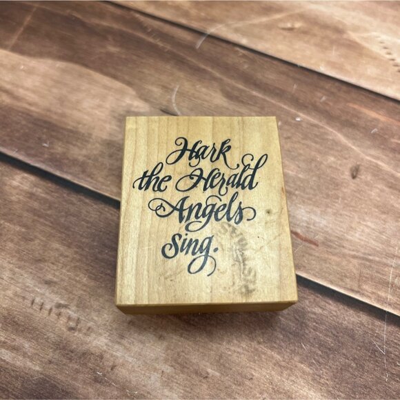 1994 PSX E-1355 HARK THE HERALD ANGELS SING WOOD MOUNTED RUBBER STAMP - Picture 1 of 5